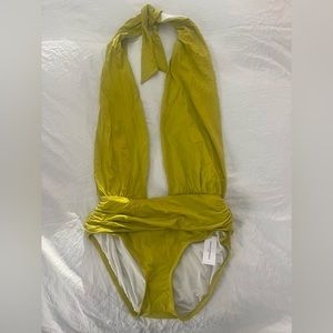NWT Banana Republic Twisted Knot Remake Swimsuit in Citron Green.